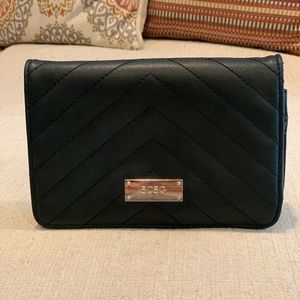 Small purse clutch bag BCBG black used leather